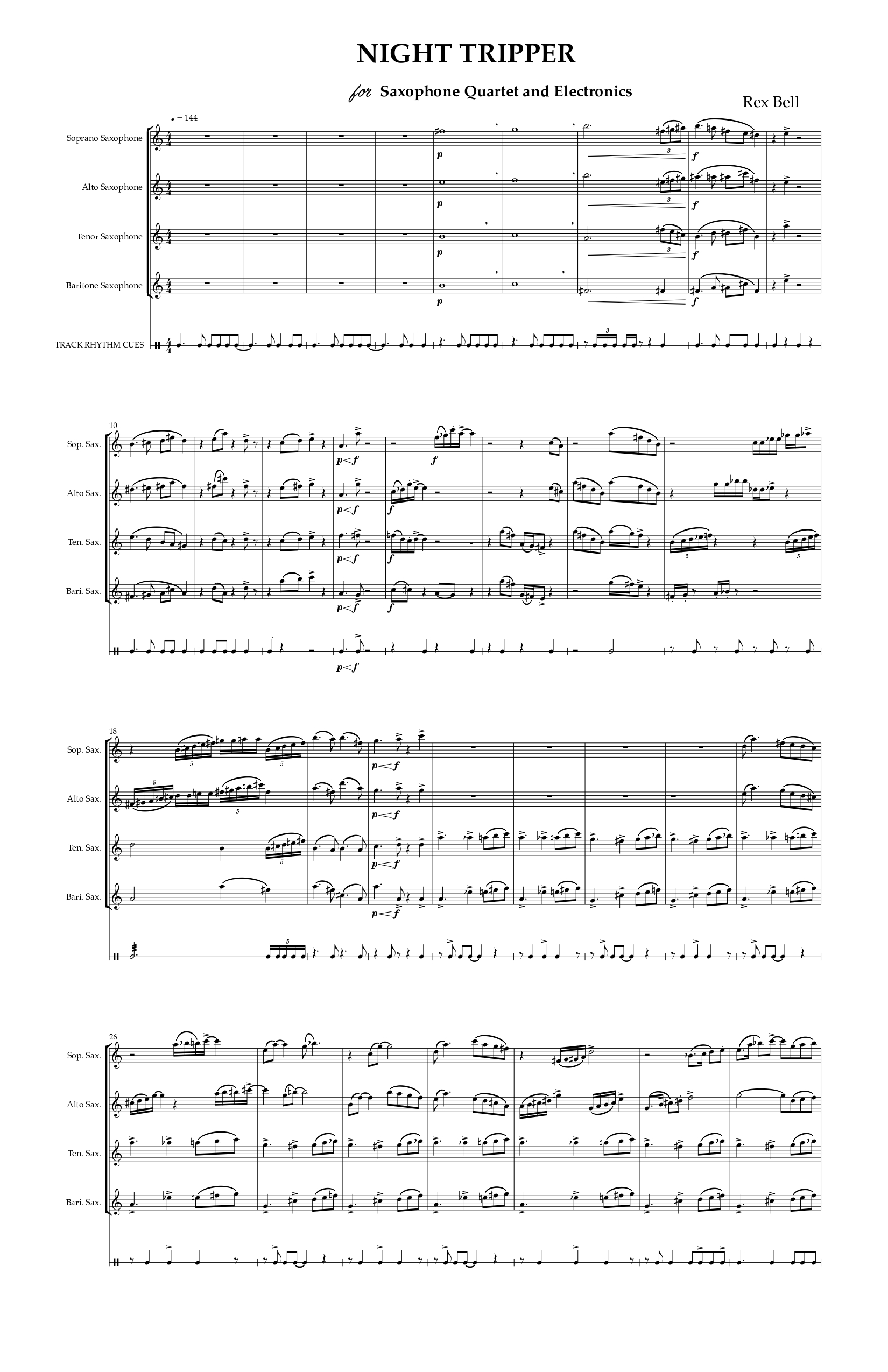 Night Tripper For Saxophone Quartet and Electronics